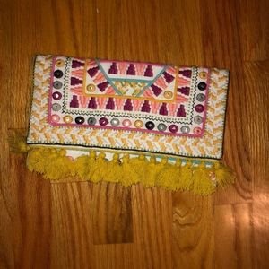 NWT! Multi Color White Francesca's Clutch